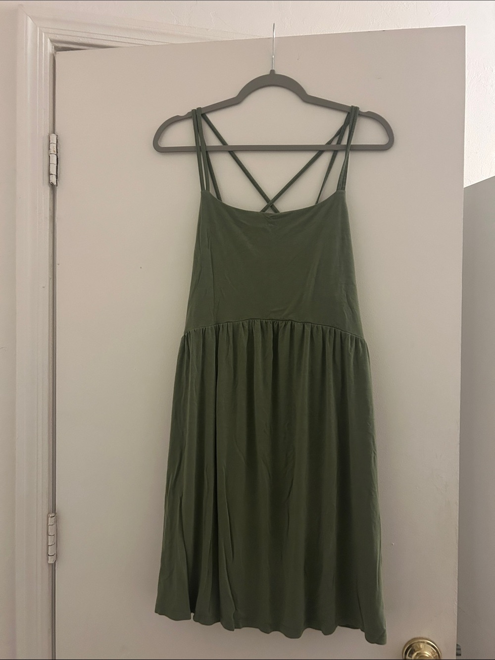 Old Navy Olive Green Crisscross Strap Midi Dress